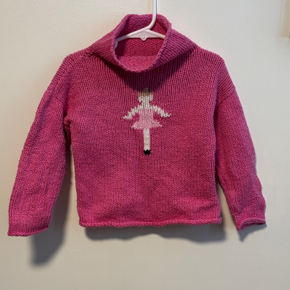 Hearthside Pink Kids Sweater with Ballerina Design
